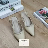 [PROMO PRODUK] Sepatu Tali Wanita Vania 5cm Kulit Sintetis Terbaik Krem 39