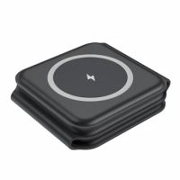 2X 3 In 1 Foldable Magnetic Wireless Charger For Iphone 13 12 11 Pro Max X Wireless Charger For Apple Watch(Black)