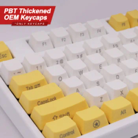 108 Keys Keycaps PBT OEM Yellow White Side Print Suit for 61 87 104 108 Mechanical Keyboard GK61 SK61 Anne Pro 2