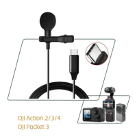 Type-C Lavalier Microphone for DJI Pocket 3 Action 4 3 2 External High Fidelity Recording Portable USB Type C Clip-on Microphone