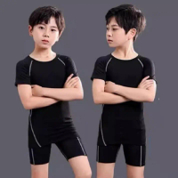 Precious One - Set baju dan celana renang / baju olahraga lengan pendek anak dan remaja laki-laki mo