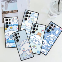 Cartoon Sanrio Cinnamoroll Cute For Samsung Galaxy S24 S23 S22 S21 S20 FE S10 S9 S10E S8 Plus Ultra Lite 5G TPU Black Phone Case