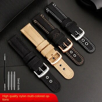 WatchBand For Citizen BN0193 /0191/BN0190 CA4386/4385 men breathable nylon + leather watch strap 22mm khaki Bracelet accessories