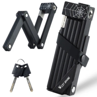 Folding Bicycle Lock Portable Bicycle Padlock Heavy Duty Anti Theft Aluminum Alloy for E-Bikes Scooter Road Mountain Bikes