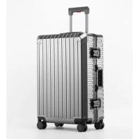 Suitcase Aluminum-Magnesium Alloy Trolley Case All-Metal Travel suitcase Rolling Luggage Universal Wheel Luxury brand Luggage