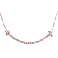 【DOLLY】0.20克拉 輕珠寶18K玫瑰金微笑鑽石項鍊