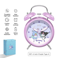 ZGO x Sanrio Kuromi Childrens Alarm Clock Girl Bedside Clock Luminous Cute Small Student Wake Up Han