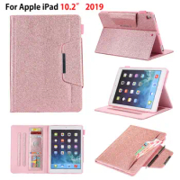 Case For iPad 10.2 2019 Smart Cover Funda for Apple iPad 7th A2200 A2198 A2232 Glitter Magnet PU Leather protective Shell +Gift