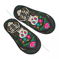 Winter Slipper Woman Man Fluffy Warm Slippers Dia De Los Muertos Day Of The Dead House Slippers Shoes