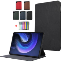 Tablet Coque For Xiaomi Pad 6S Pro 12.4 Case 2024 PU Leather Soft TPU Caqa For Xiaomi Pad 6S Pro Cover 12.4" Etui + Pen