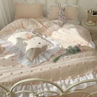 粉色床單四件套韓版公主風小仙女床裙單人被套學生宿舍床上三件套
