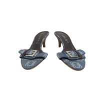 【二手名牌BRAND OFF】LOEWE 羅威 藍色 丹寧 Anagram 高跟鞋 #35