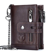 NEW Mens Zipper Wallet Rfid Walet Multifunction Storage moneybag Coin Purse Wallet's Credit Card Bags Genuine Leather Purse Male