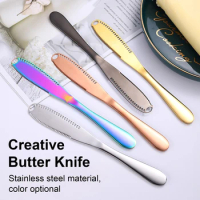 Butter Knife Holes Cheese Dessert Cutter Stainless Steel Jam Knife Cutlery Toast Wipe Cream Bread Cheese Cutter Kitchen Gadgets