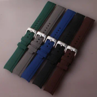 Soft Silicone Rubber Watchband Curved end Fit samsung Tudor Omega Sport Watch strap bracelet waterproof 18mm 20mm 21mm 22mm 24mm