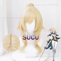 Game Genshin Impact Jean Cosplay Wig Anime Wigs 40cm Light Golden Hair Heat Resistant Synthetic Hair Halloween Accessories