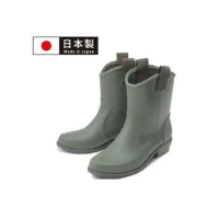 【Charming】日本製 時尚造型【個性馬靴式雨鞋】-軍綠色-800