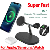 3 in 1 Magnetic Wireless Charger Fast Charging For iPhone 13 14 12 Pro Max Samsung Apple Watch Airpods Pro Station