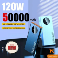 New 50000mAh Power Bank 120W Super Fast Charging Portable Powerbank External Battery Support PD Charger for samsung iPhone