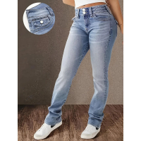 Quần Jean Co Giãn Ống Đứng Thời Trang, Ngoại Cỡ, Dành Cho Nữ quần  bò  nấm  lùn  1m50 quần  bò  rách