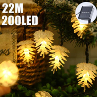 LED Solar Outdoor Pine Nut Lights String Flickering Design Atmosphere String Garden Lawn Park Holiday Christmas Decoration Lamps