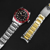 For Tudor Black Bay 79230 79730 Small red blue flower Heritage Watch Strap Wrist Bracelet 22mm Solid Stainless Steel Watchband