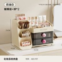 全城熱賣 - 化妝品收納盒桌面高級感大容量架子化妝刷收納梳粧檯護膚品置物架忌廉白-圓球diy款-kbL