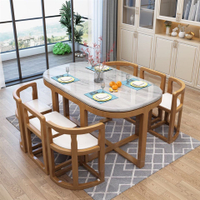 餐桌 巖板餐桌實木餐桌椅組合長方形吃飯家用小戶型方桌款一桌六椅