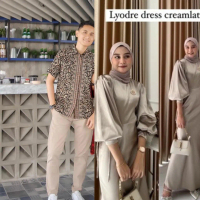 Couple Gamis Kemeja Lyodra Dress Bridesmaid Lebaran Premium Maxy Material Silk Satin Mewah Kekinian 