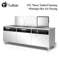 Tullker Industrial Ultrasonic Cleaner Bath 45L Three Tanks Metal Hardware Remove Oil Rust Motor Gears Ultrasound Cleaning Engine