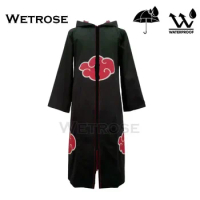【Wetrose】Akatsuki Raincoat Pain Cosplay Costume Ninja Sasuke Nagato Konan Obito Dawn Waterproff Hoodie Cloak Cape Outfit Anime