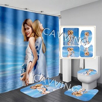 Freenbecky 3D Printed Shower Curtains Waterproof Bathroom Curtain Anti-slip Bath Mat Set Toilet Rugs Carpets F01