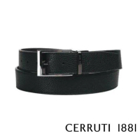【Cerruti 1881】限量3折 義大利頂級小牛皮皮帶 全新專櫃展示品(黑色 CECT06154M)