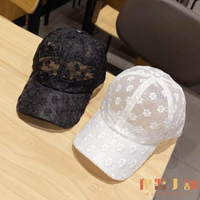 帽子女韓版蕾絲花朵棒球帽時尚百搭顯氣質遮陽鏤空鴨舌帽【倪醬小舖】
