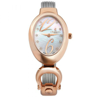 CHARRIOL 夏利豪 MARIE-OLGA系列 玫瑰金馬鞍型鋼索腕錶/25mm