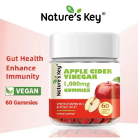 Nature's Key Halal Apple Cider Vinegar Edible 1000mg with Vitamin B6 B12 Supplement,Healthy Fitness 