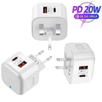 100pc 2 Ports QC3.0 Type C Charger PD 20W Quick Charger USB-C Fast Charging Travel Wall Charger Power Adapter For Iphone samsung