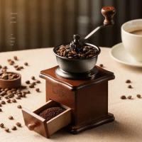 Vintage Hand Crank Coffee Grinder Ceramic Manual Coffee Grinder Beechwood Retro Coffee Grinder