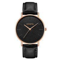 Geneva 日內瓦-漢米爾金屬圓框簡約時標三針手錶
