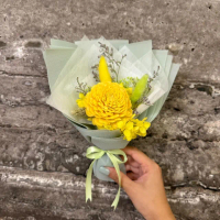【A-ONE 匯旺】小花束 索拉太陽玫瑰 情人節花束 黃兔尾草 不凋花束 永生花 生日七夕 婚禮 花束