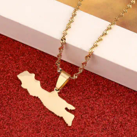 Stainless Steel Trendy Java Island Map Pendant Necklaces Fashion Indonesia Map Charm Women Jewelry