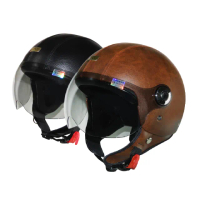 【iMini】皮革L 成人 飛行帽(正版授權 安全帽 3/4罩式 皮革 個性)