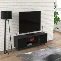 Contemporary Grey Wood TV Stand Organizes Electronics in Style Media Console Cabinet Entertainment TableUIStoryboardSegue
