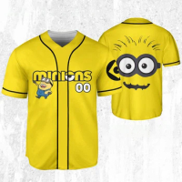 （Miniso） Cartoon Minion Baseball Uniform T Shirt Children's Summer Men Short-sleeved Boy Sportswear 