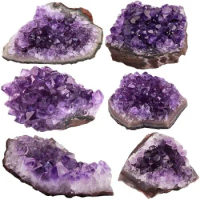 2pcs Natural quartz crystal amethyst cluster amethyst block mineral specimen amethyst cave piece ornaments