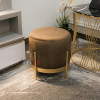 Stool Puff Sofa Besi Gold Besi Stool Bulat Minimalis Aesthetic Stoll Puff sofa stool bulat kursi bes
