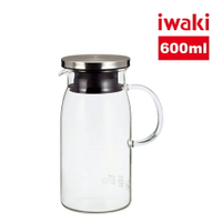 【iwaki】日本品牌不鏽鋼系列玻璃把手耐熱玻璃水壺-600ml