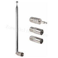 1Set FM Telescopic Antenna 75 Ohm FM Antenna F-Type Male Plug with Connector for Indoor TV AM FM Radio Stereo Receiver Bose Wave
