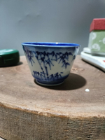 日本回流瓷器古董老青花竹紋茶杯茶碗，畫工發色漂亮，全品無毛病