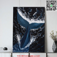 藍鯨大海肌理畫diy材料套裝石英砂丙烯手繪油畫客廳大幅裝飾掛畫
